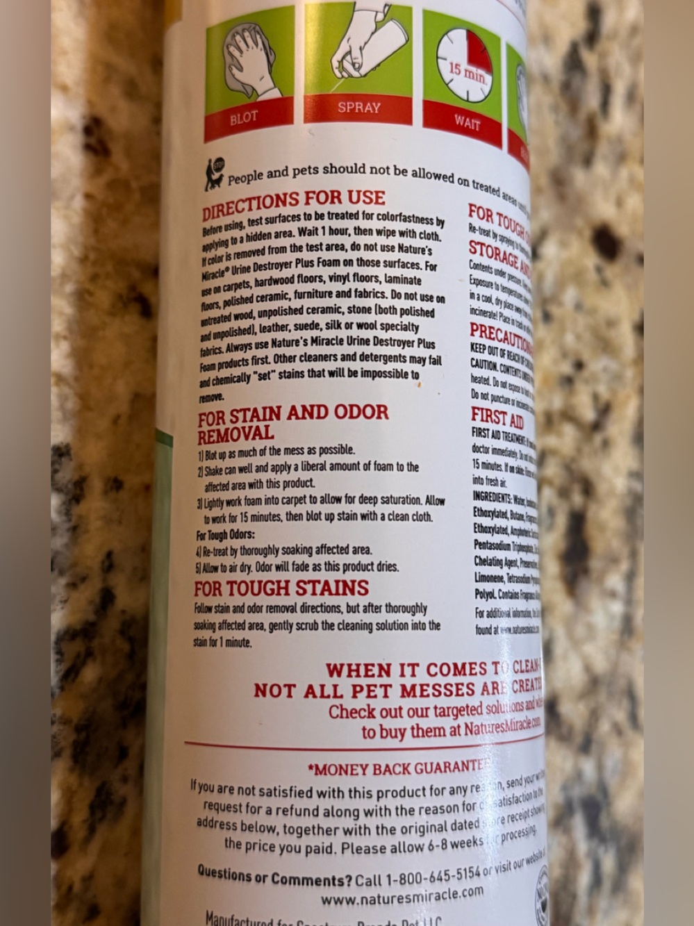 Nature's Miracle Urine Destroyer Plus Cat Enzymatic Cleaner 17.5oz Severe Stains - Picture 3 of 4